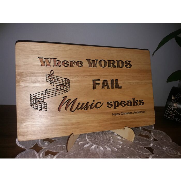 Personalised Rectangular Chopping Board - Where Words Fail Music Speaks