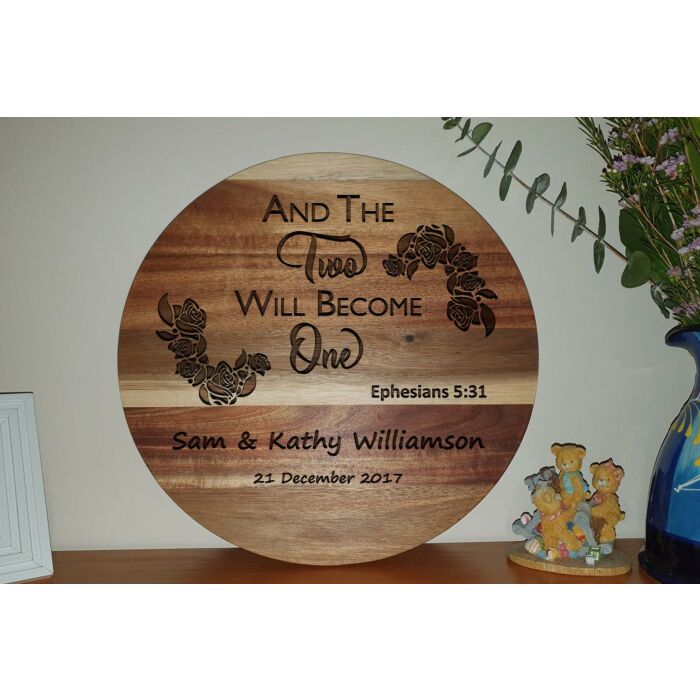 Personalised Round Chopping Board - And The Two Will Become One