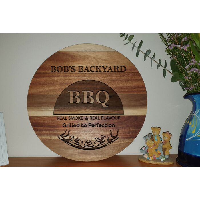 Personalised Round Chopping Board - Backyard BBQ
