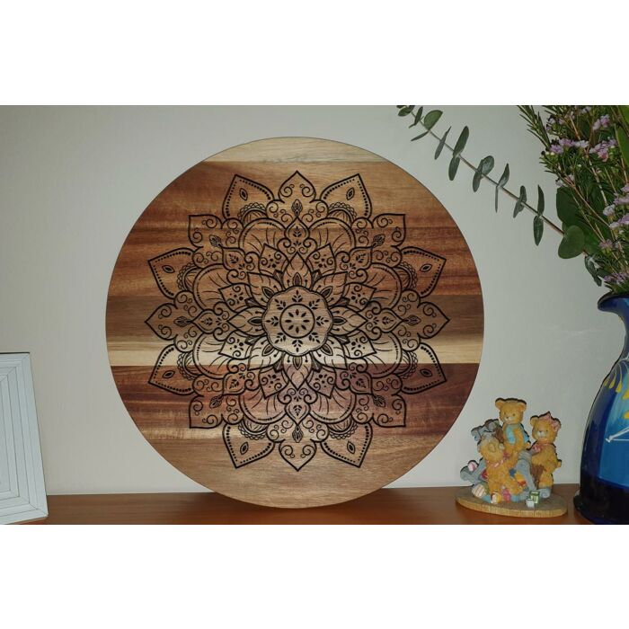 Personalised Round Chopping Board - Elegant Floral Swirl Mandala