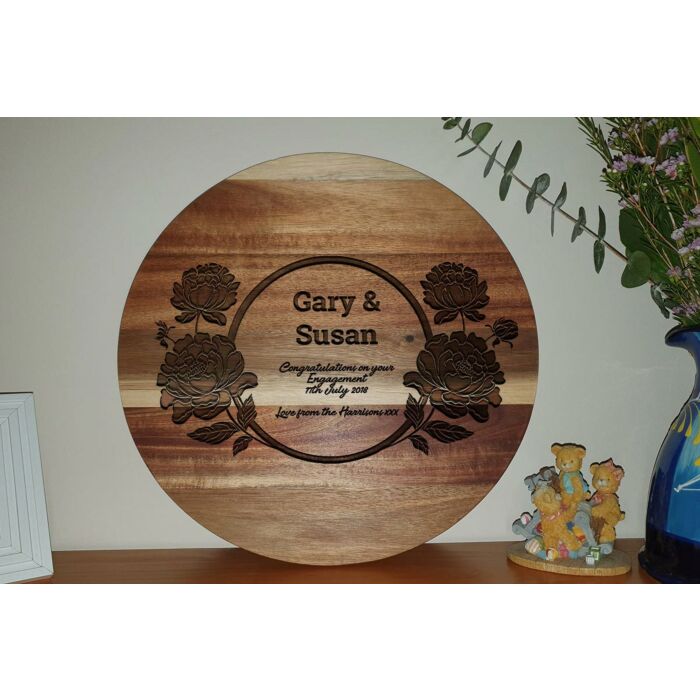 Personalised Round Chopping Board - Engagement Congratulations