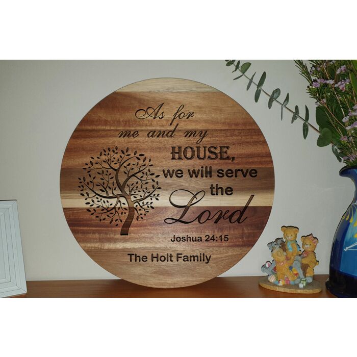 Personalised Round Chopping Board - Serve the Lord
