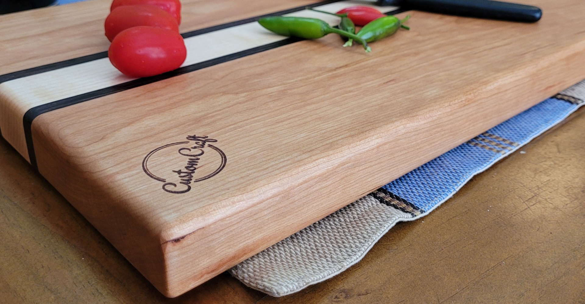 Handcrafted hardwood board in a daylight kitchen